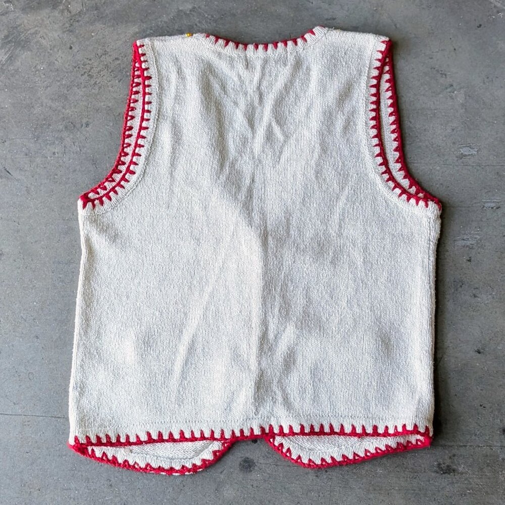Vintage Southwestern Silk Cotton Beaded Knit Sweater Vest large boho fall - Picture 8 of 8
